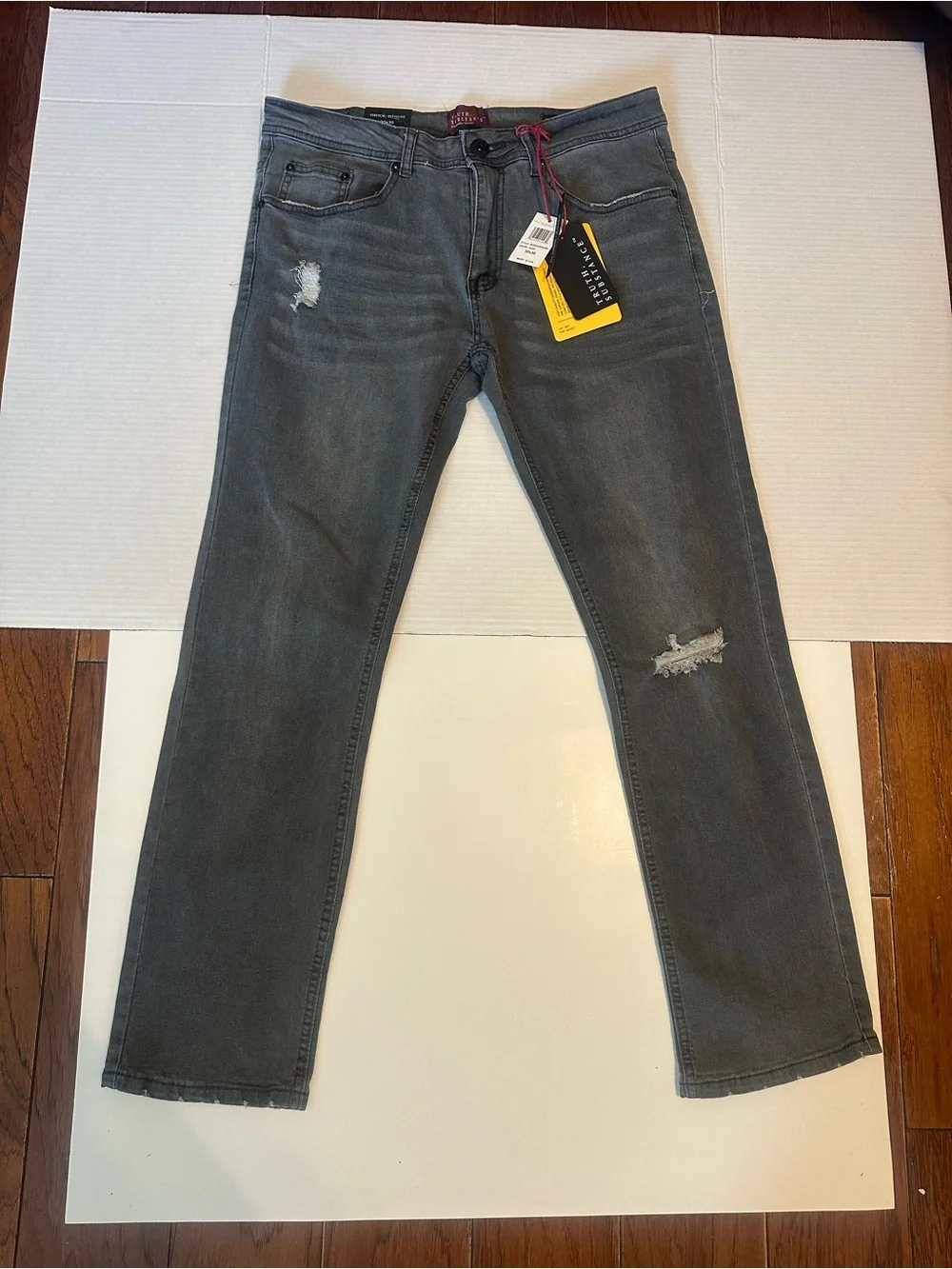 Truth Substance Men’s Gray Distressed Skinny Jeans 30x30 NWT Stretch